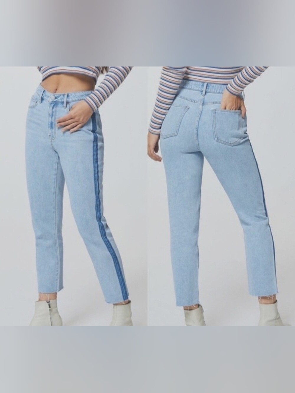 Pacsun Womens size 24 w26" inseam 26" rise 10" Raw Hem Mom Jean Light Light Wash